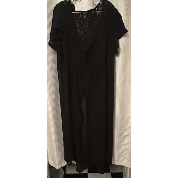 TORRID Black Lace Chiffon Sheer Boho Button Front Maxi Duster Size 3 - Picture 1 of 3